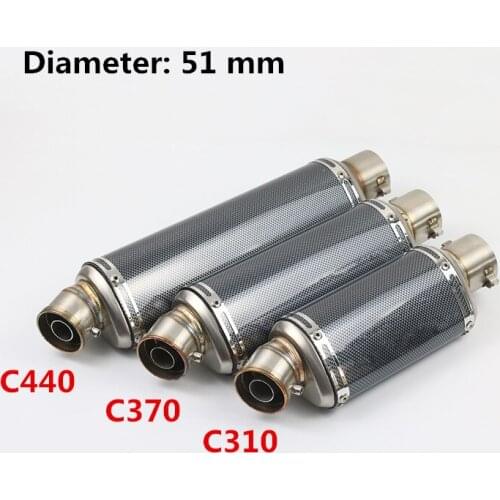 38mm-51mm Motorcycle Exhaust Muffler Pipe DB Killer Silencer System for 310mm 370mm 440mm Length Baffler Pipe