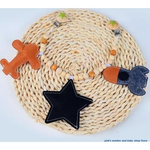 67JC Baby Stroller Pendant Toy Pram Clip Pacifier Chain Teething Beads Wooden Teether Mobile Rattle for Infants Nursing Teething