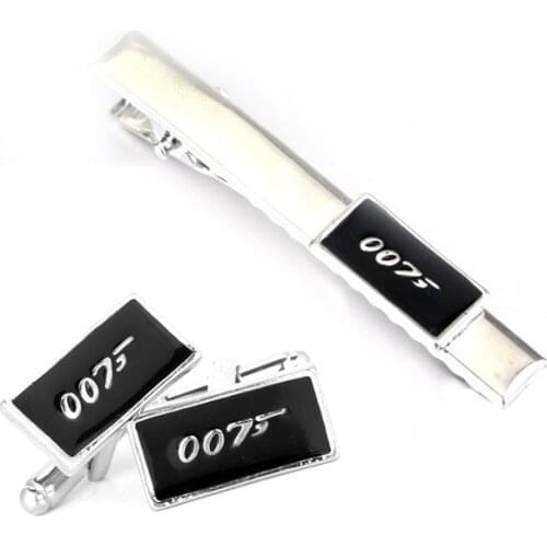 Promotion!! Fashion Novelty 007 Cufflinks James Bond French Shirt 007 Tie Clip&Cufflink Set For Men Gift Wedding Party Accessory