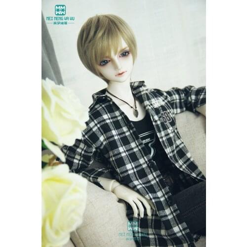 BJD accessories doll clothes for 70cm--80cm BJD uncle fashion casual wild black casual plaid shirt T-shirt