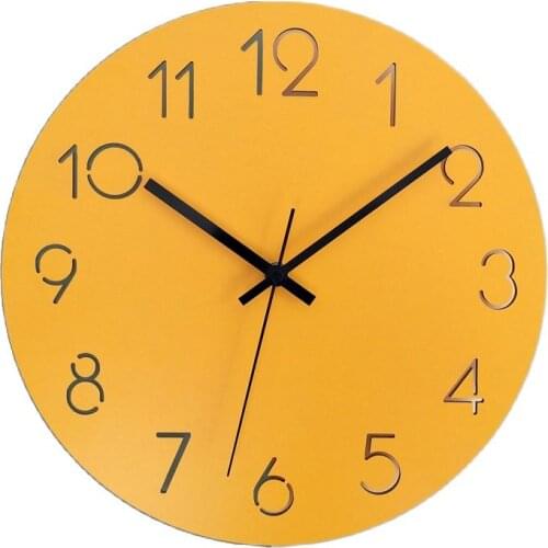 Nordic Large Wall Clock Wall Watch Wood Modern Living Room Bedroom Silent Yellow Clocks Office Kitchen Pendule Mural Decor SC409