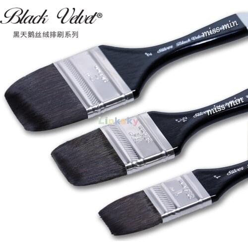 Black Velvet Silver Brush Limited 3014S Wide Wash Blender Brush for Watercolor, Short Handle,for Backgrounds, Landscapes