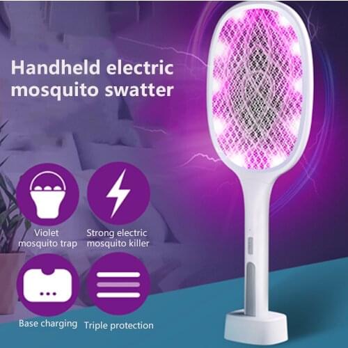 Electric Flies Swatter Killer with UV Light USB Rechargeable LED Lamp Summer Mosquito Trap Racket Anti Insect Bug Zapper