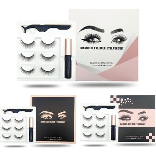 Hot Magnet Eyelash Magnetic Liquid Eyeliner & Magnetic False Eyelashes & Tweezer Set Waterproof Long Lasting Eyelash Extension