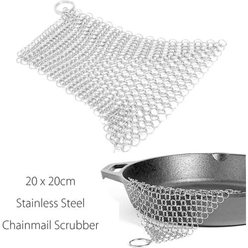 JX-LCLYL Stainless Steel Chainmail Ring Scrubber Cast Iron Skillet Pot Cleaner New