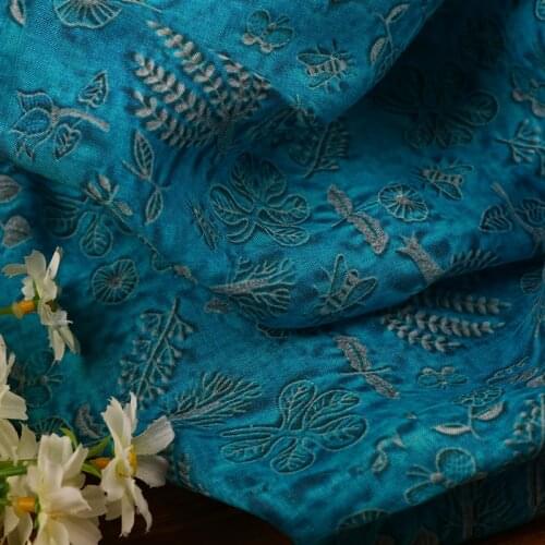 100*135cm Chinese style classical pure ramie cotton cloth natural linen garments linen fabric Robe dress fabric printed flower