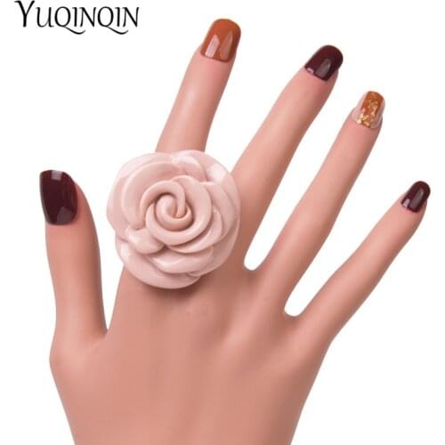 Acrylic Rose Flower Engagement Womens Rings Fashion Jewelry Resin Vintage Wedding Ring for Girls Female Beautiful Punk Rings