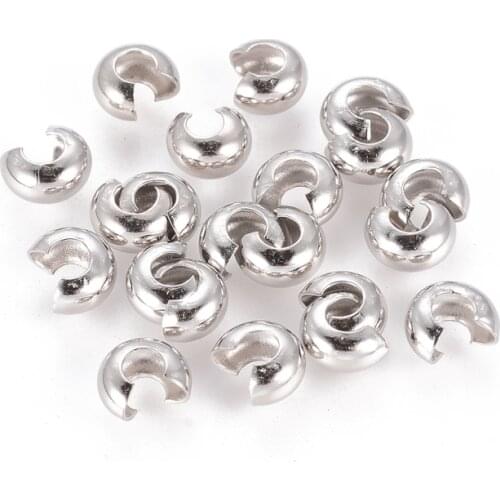 200pcs 4mm Brass Open Crimp Beads Covers End Bead Caps for Jewelry Making DIY Accessories Findings Hole 1.5mm