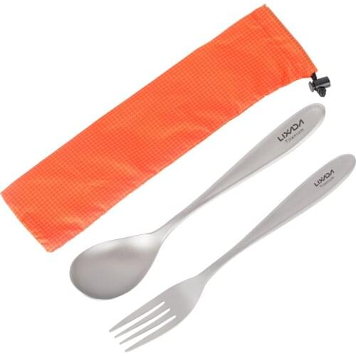 Lightweight Titanium Fork Spoon Outdoor Fork Cutter Chopsticks Camping Spoon Titanium Flatware Cutlery Set for Outdoor Camping