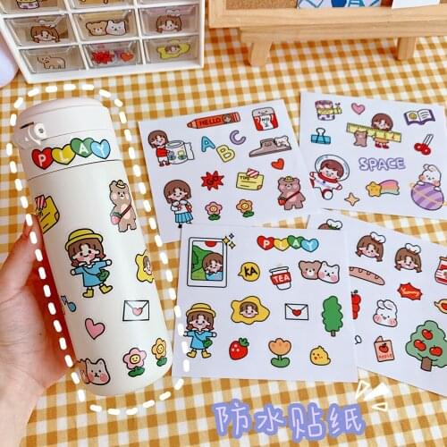 Cute PET Transparent Girl Sticker for Journaling