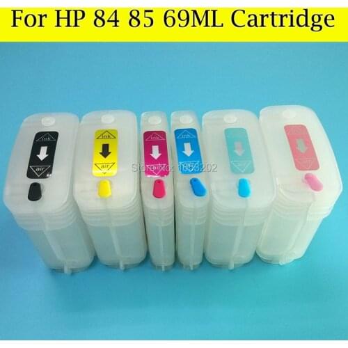 6 Color Refillable Ink Cartridges For HP 84 85 For HP Designjet 30 90 130 Printer With ARC Chips