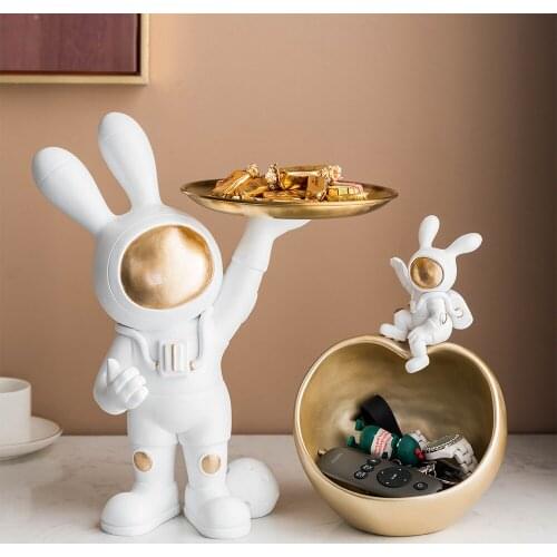 Modern Rabbit Astronaut Doll Storage Box Desk Storage Box Key Storage Tray Home Decoration Accessories Living Room Decoration