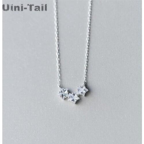 Uini-Tail new hot 925 sterling silver stars necklace Korean fashion temperament wild trend micro-set high quality necklace ED142