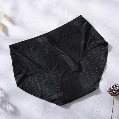 Jacquard sexy ice silk a piece of small brick underwear cotton crotch briefs ladies traceless briefs