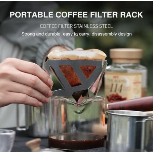 Portable Coffee Drip Rack 2020 New Stainless Steel Coffee Filter Foldable Outdoor Camping Coffee Maker Hand Punch Coffee Dripper