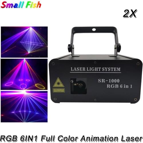 2Pcs/Lot 1.5W RGB Full Color Laser Light Disco Bar Club Party Wedding Stage Animation Laser Projector Professional Stage Lightin