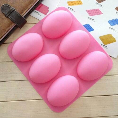 6 Slots 3D Oval Shape Silicone Soap Mould Handmade Jelly Maker Cake Mold Tool B88