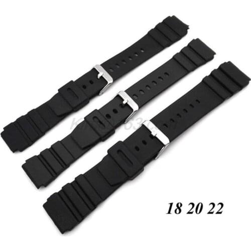 Silicone Rubber Watch Strap Band Deployment Buckle Diver Waterproof 18mm/20mm/22mm