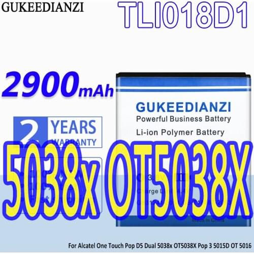 GUKEEDIANZI Replacement Li-polymer Battery For Alcatel One Touch Pop D5 Dual 5038x OT5038X Pop 3 5015D OT 5016 TLI018D1 2800mAh