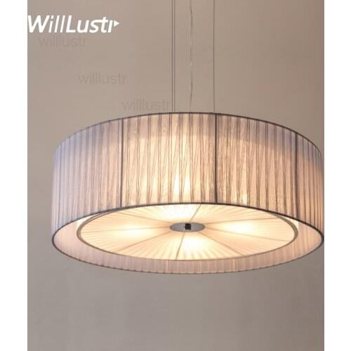 Modern round fabric pendant lamp nordic home bedroom hotel dinning room restaurant loft bar cafe cloth shade drum pendant light