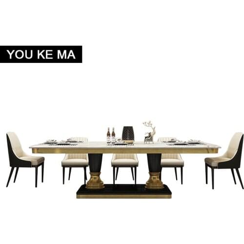 Dining table marble dining tables and chairs set Italian style iuxury rectangle modern simple small apartment home dining table