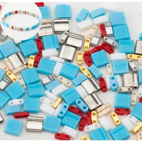 Taidian Japanese Miyuki Square Glass Beads The Newest Tila Half Quarter Tila Mixed Colorful National Style Made Beading 5g/bag