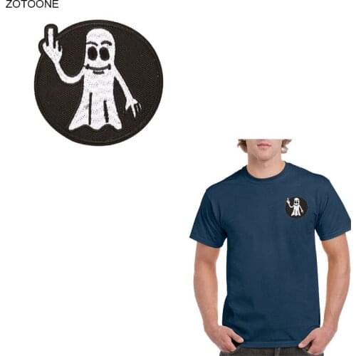 ZOTOONE Round Badge Ghost Patch Iron on Patch for Clothing Jeans DIY Sticker Sew on Embroidery Applique for Kids Thermal Press G