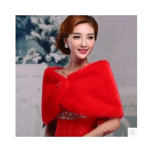 Winter Warm Bridal Wraps White Red Faux Fur Women Bolero Wedding Wrap Shawl Elegant Bridal Jacket Coat Accessories LT039