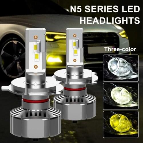 1Pair Car Headlight H4 H7 Fanless LED Headlight Bulb H1 H3 H11 H16 9005 9006 9012 Three Colors 6500K 4300K 3200K 6000LM Headlamp