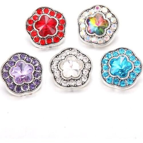 New 10pcs/lot 18MM Snap Jewelry Flower Shining Rhinestone Metal Snap Buttons Women Jewelry fashion Jewelry wholesale 6553