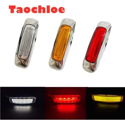 4pcs 8LED 12V 24V Waterproof Side Taillights Side Marker Lights Electroplated Car External Lamp For Car Truck trailer lights