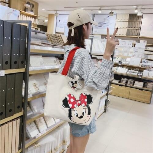 Disney new big bag female bag cute cartoon Mickey large capacity handbag girl shoulder canvas bag handbags purse shopping