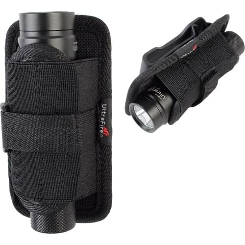 Tactical Flashlight Pouch Torch Holder with 360 Degree Rotatable Belt Clip Flashlight Holster for Belt Hunting Accessories