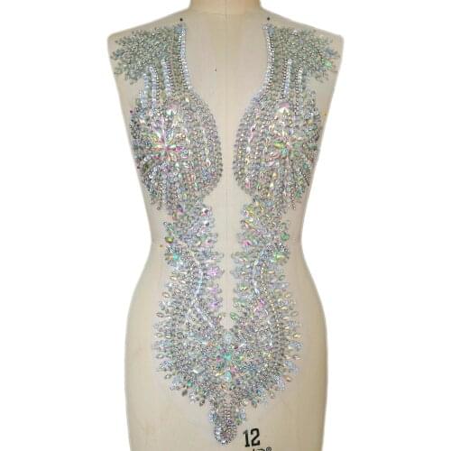 HAUT Handmade 32x65cm Designer Sequins Beads Crystals Sew on Rhinestones Emboridery Clothes Patch Appliques For Costumes Bodice