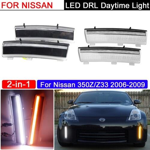 LED DRL Daytime Running Lights+Yellow Turn Signal For Nissan LCI 350Z 2006-2009