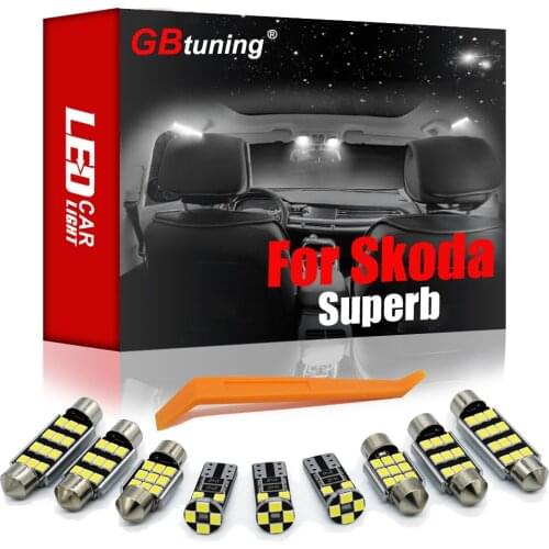 GBtuning Canbus LED Interior Light Kit For Skoda Superb 1 2 3 MK1 MK2 MK3 Sedan Estate 2001-2018 Car Dome Map Bulb Reading Lamp