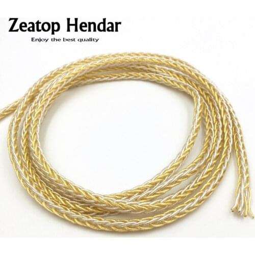 1Pcs HIFI 6N 19 * 8 Core Earphone Cable DIY Headphone Extreme Soft Audio Wire Pure Single Crystal Copper 4 Silver 4 Gold 1.5M 5M