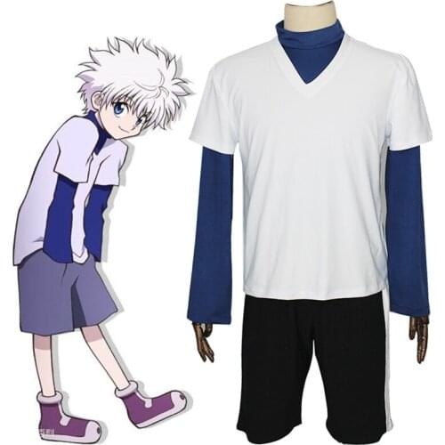 Anime Hunter x Hunter Killua Zoldyck Cosplay Costume Custom Made Cosplay suit For Adult Men Women Killua Zoldyck uniform Wig