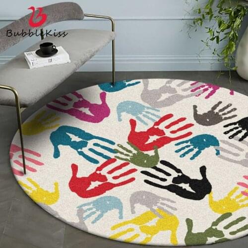 Bubble Kiss Round Rug Color Personality Art Carpets For Living Room Home Decor Carpet Door Floor Mat Customized Bedroom Area Rug