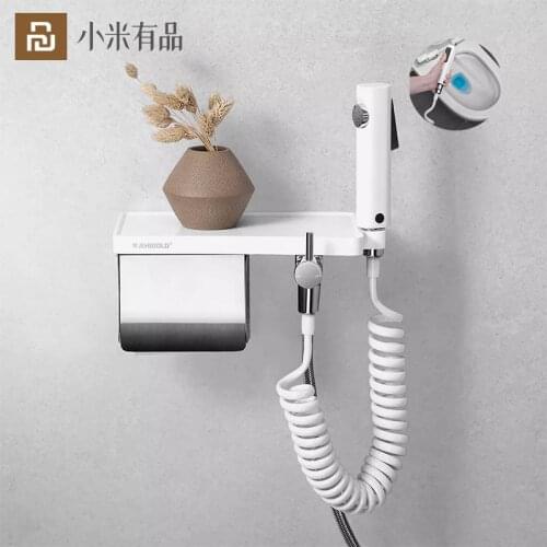 Hot Youpin Higold Multifunctional Toilet Paper Holder Wall Mounted Tissue Paper Holder Box With Spray Gun For Household Cleaning