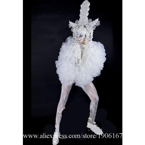 Party Mens DS White Costumes Dance Team Clothing Party Halloween Stage Performance DJ Singer Outfit