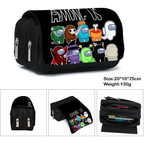 2021 New Game Among Pencil Case Cartoon Canvas Double Stationery Bag Gift School Pen Zipper Bag Cartoon Kids Boys Girl