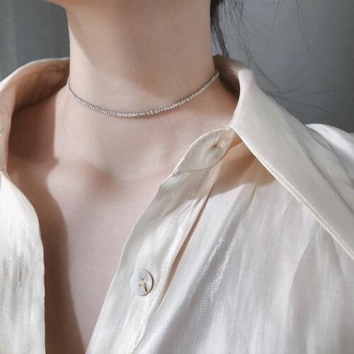 925 Sterling Silver Sparkling Clavicle Chain Choker Necklace For Women Fine Jewelry Wedding Party Birthday Gift