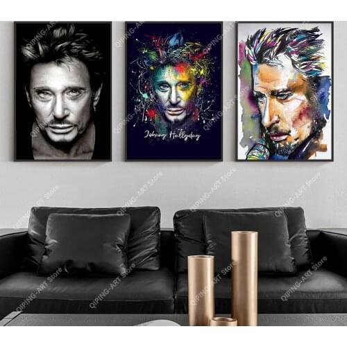 Johnny Hallyday Portrait Graffiti Art Poster and Print France Rock Star Wall Art Canvas Painting Pictures For Home Decor Gifts