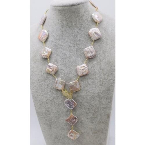 Freshwater pearl purple square 18-23mm reborn keshi 23inch wholesale nature beads FPPJ