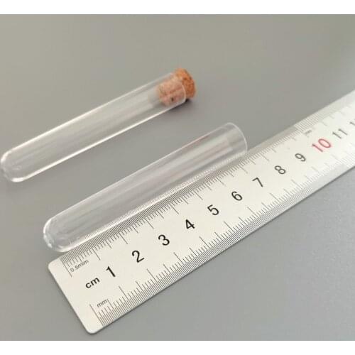20pcs/Lot 12x75mm 5ml Round Bottom Transparent Plastic Test Tube with Corks Stopper Spice Jars For Lab Wedding Party Candy Vials