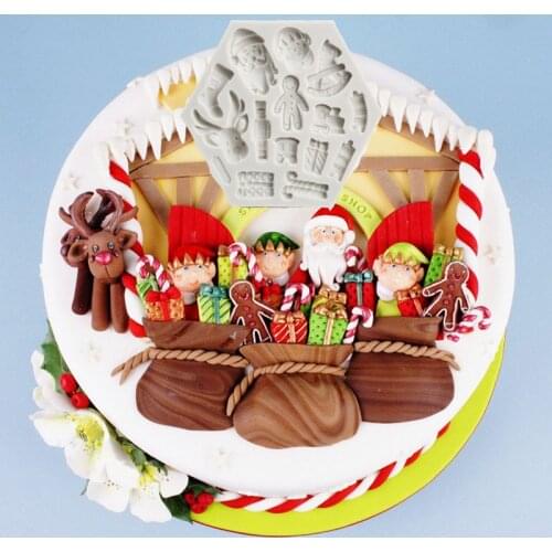 Christmas Elk Snowman Silicone Mold Fondant Mould Cake Decorating Tools Chocolate Gumpaste Molds, Sugarcraft, Kitchen Gadgets