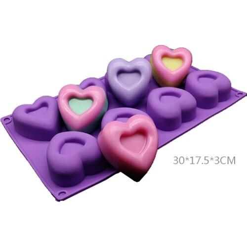 6/8/10 Holes Heart Silicone Mousse Cake Molds 3D Cake Wedding Decorating Tools Bakeware Dessert Chocolate Jelly Pudding Moulds