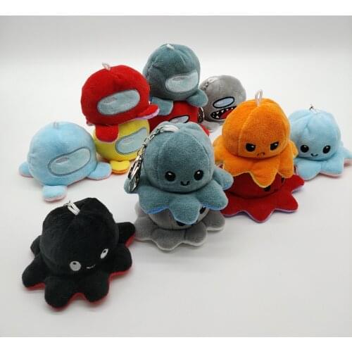 Cute Double Sided Popular Flip Pieuvre Children Mood Angry Happy Plush Stuffed Toys Doll Gift Drop Ship Anime Octopus Key Chain