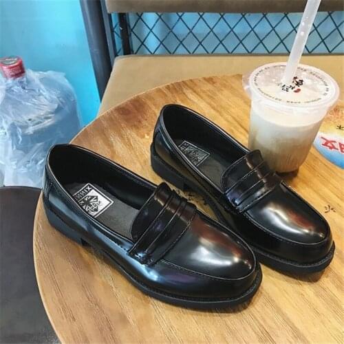 Jk Uniform Dress Shoes Black Lolita Girl Pu Leather Shoe Female Japanese Flats Student College Mori Girls Cute Anime Cosplay